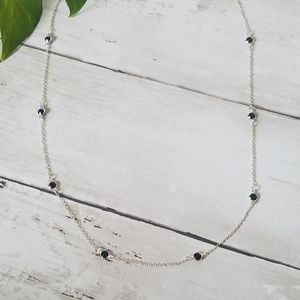 Delicate Silver and Black Bead Necklace